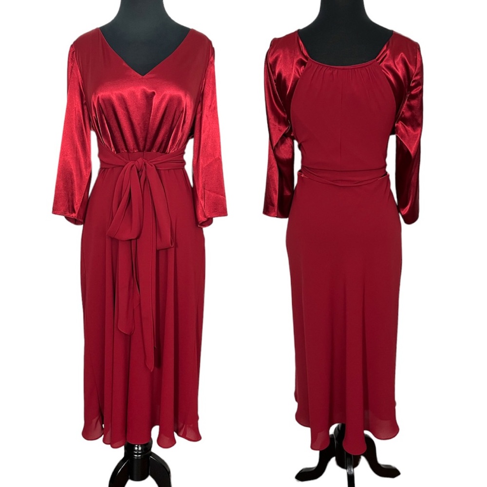 Adrianna Papell Red Satin Wedding Dress